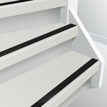 Voorbeeld van doorlopende trapstrip kleur zwart
